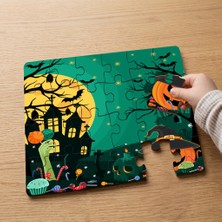 Punto Dizayn Cadılar Bayramı  Tasarımlı 24 Parça Ahşap Çocuk Puzzle