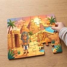 Punto Dizayn Antik Mısır - Firavunlar  Tasarımlı 24 Parça Ahşap Çocuk Puzzle