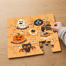 Punto Dizayn Cadılar Bayramı Tasarımlı 24 Parça Ahşap Çocuk Puzzle