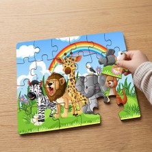 Punto Dizayn Gökkuşağı - Sevimli Hayvanlar  Tasarımlı 24 Parça Ahşap Çocuk Puzzle