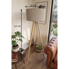 Meks Şık Tripod Lambader Vizon Kumaş Başlık 115 cm Yükseklik
