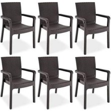 Tr 6 Adet Werty Home Rattan Sandalye, Kahverengi, Bahçe Sandalyesi