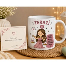 Minik Esnaf Terazi Burcu Tasarımlı Kupa Bardak ve Mesaj Kartı Seti – Burç Temalı Hediye