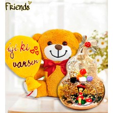 RK Tasarım Best Friends Arkaşa Hediye Işıklı Teraryum & Iyi Ki Varsın Peluş Ayıcık Arkadaşa Hediye