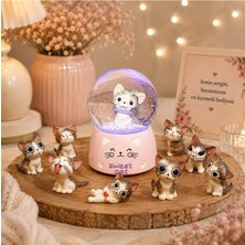 Minik Esnaf Kedi Temalı Kar Küresi ve 8’li Kedi Figürü Hediye Seti Sweet Cat Dekoratif Set