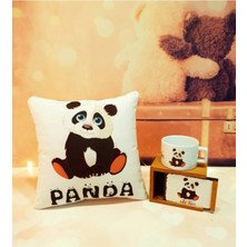 By Rk Tasarım Happy Birthday Panda Yastık ve Kutulu Kupa Doğum Günü Hediye Seti