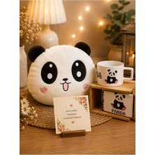Minik Esnaf Panda Temalı Hediye Seti Peluş Yastık Kupa Ahşap Kutulu Özel Hediye Seti