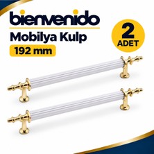 Beyaz Gold Metal Kulp 192 mm Dayanıklı Mobilya Kulbu, Dolap Çekmece Için Modern Dekoratif Tasarım 2 Adet