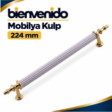 Beyaz Gold Metal Kulp 224 mm Dayanıklı Mobilya Kulbu, Dolap Çekmece Için Modern Dekoratif Tasarım 2 Adet