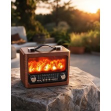 Ecruz Şömine Görünümlü Solar Şarjlı Bluetooth Hoparlör 7W