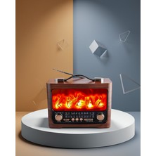 Ecruz Şömine Alev Efektiyle Solar Şarjlı Bluetooth Hoparlör 7W