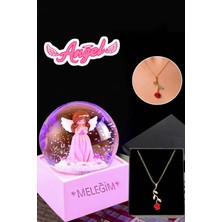 RK Tasarım Sevgiliye Hediye Meleğim Kar Küresi & Gold Rose Gül Kolye