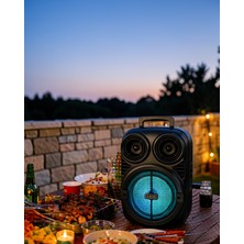 Ecruz Taşınabilir Karaoke Hoparlör Mikrofonlu Rgb Işıklı Bluetooth