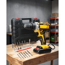 Ecruz Çift Bataryalı Metal Dişli Darbeli Şarjlı Matkap Seti 24W 24 Parça