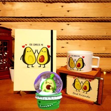 RK Tasarım Avokado Işıklı Kar Küresi & Best Friends Avokado Defter ve Kupa Arkadaşa Hediye