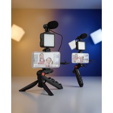 Ecruz Mini Tripodlu Video Çekim Seti Kamera Mikrofonlu