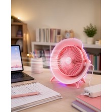 Ecruz Şarjlı Mini Masaüstü Fan Rgb Işık