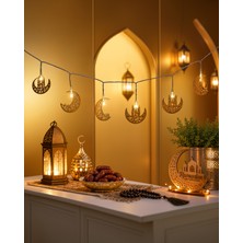 Minareli Hilal LED Işık Gold Metal 2 Aa Pil