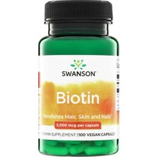 Swanson Nutrition Biotin 5000 Mcg 100 An Kapsül Gıda Takviye