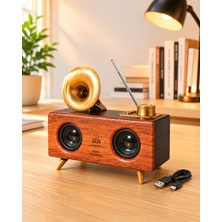 Ecruz Retro Gramofon Tasarımı Bluetooth Hoparlör XUCZZZB6SPEAKER-1-1