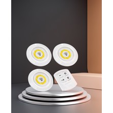 Ecruz Yapışkanlı 3 Lü Kablosuz LED Spot Lamba Uzaktan Kumandalı
