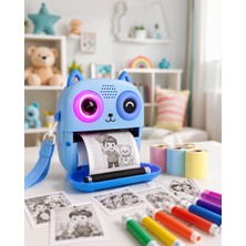 Ecruz Çocuk Fotoğraf Makinesi 2.4'' IPS Ekranlı UCZZS5PRİNTERMAVİ-5