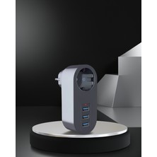 Ecruz 2500W Güçlü Akım Korumalı Priz 3 USB Çıkışlı