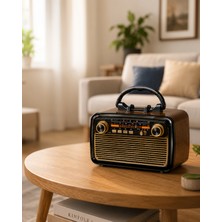 Ecruz Bluetooth Müzik Kutusu Ahşap Dokulu Vintage LED Tasarım Xuczzznostaljikr-1-1