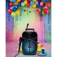 Ecruz Kablosuz Karaoke Hoparlör Mikrofonlu Rgb Işıklı 6.5 Inç