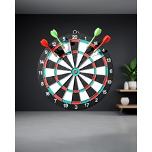 Ecruz 15 Inç Ahşap Dart Tahtası 4 Metal Uçlu Ok