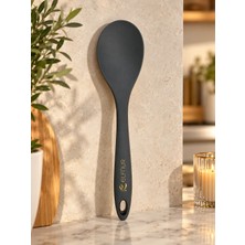 Elfnur 30 cm Isıya Dayanıklı Yanmaz Yapışmaz Sert Uçlu Büyük Silikon Yemek Kaşığı