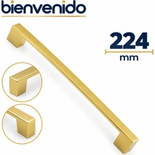 Gölcük (224 mm - 22.4 Cm) Gold Altın Mobilya Mutfak Çekmece Dolap Dolabı Metal Kulpu Kulbu Kulpları
