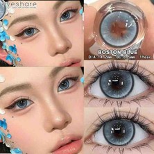 Derma Premium Gözü Büyük Gösteren Boston Blue Yıllık Kullanım Göz Kirpik Lensi