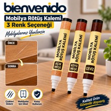 Ahşap Mobilya Rötuş Kalemi 3’lü Set Çizik Giderici Tamir Kalemi Masa Dolap Kapı Parke Uyumlu