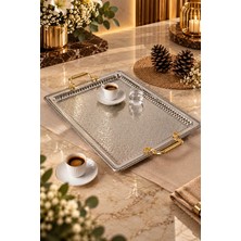 Decopat Lüx Paslanmaz Çelik 60X40 cm Gold Tepsi– Zarif Desenli Servis ve Sunum Tepsisi, Kararmaz & Solmaz