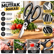 Tr Çok Amaçlı Mutfak Makası, Paslanmaz Çelik Bıçaklı, Ergonomik Kaymaz Saplı, Ceviz Kırma