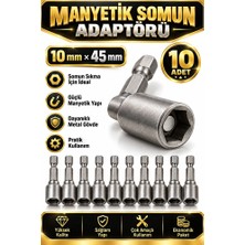 Manyetik Somun Adaptörü 10X45 mm 10 Adet Lokma Bits Ucu Matkap Vidalama Somun Sıkma Aparatı