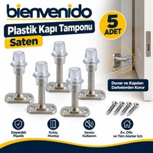 Kapı Kolu Stoperi Tamponu Durdurucusu Tutucu Tutacağı Plastik Saten 8 cm Kapı Stopu Silikonlu 5 Adet