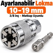 10–19 mm Ayarlanabilir Lokma ve Matkap Adaptörü Seti – 3/8 Inç Bağlantılı, 2 Parça