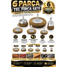 Matkap Ucu Tel Fırça Seti 6 Parça 16-75 mm Pas Boya Çapak Temizleme