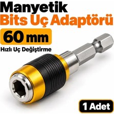 60 mm Manyetik Bits Uç Tutucu Adaptör – Hızlı Uç Değiştirme Aparatı, 1 Adet