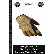 Carlburn Single Sword Mechanix Tam Parmak Taktik Eldiven Faydalı Parça Koruyucu Aksesuar Motorcu Donanımı