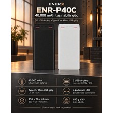 eNeRX ENR-P40C 40000 mAh 2.1A LED Göstergeli Powerbank Siyah