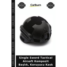 Carlburn Single Sword Tactical Airsoft Kompozit Başlık, Koruyucu Kask Avcılık Kaskı Zorlu Sporlar