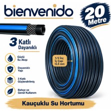Dayanıklı 20 Metre 3 Katlı Sağlam Termo Kauçuklu Bahçe Su Hortumu Sulama Yıkama Hortum 12.5 mm 1/2"