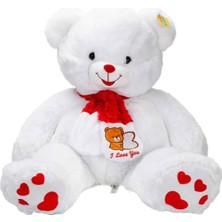 Puffy Friends Atkılı Peluş Ayı 70 cm - Kırmızı Atkılı