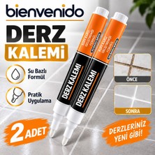 2 Adet Beyaz Fayans Arası Hazır Derz Dolgusu Boyama Boyası Kalemi (Yedek Uçlu) Su Bazlı Yenileme