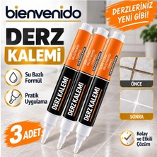 3 Adet Fayans Beyaz Derz Hazır Dolgusu Boyama Boyası Kalemi Hızlı Kuruyan Su Bazlı Yenileme