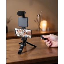 Nemere Vlog Kiti LED Işıklı Mikrofonlu Telefon Tutucu UUCZZZAY49KAMERATELEFONTUTUCU6