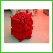 Bezos 3D Baskı Hareketli Baykuş Figürü - Eklemli Flexi Oyuncak - Kırmızı Arz